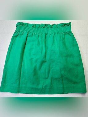 JCrew Linen Blend Green Pull On Midi Skirt Size 0, 17” | Minimalist Coastal Chic